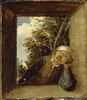 Le Toucher, figure d'homme dans l'embrasure d'une fenêtre rustique, sur fond de paysage, image 2/3