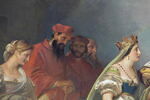 Plafond : François Ier, accompagné de la reine de Navarre, sa soeur, et entouré de sa cour, reçoit les tableaux et les statues rapportés d'Italie par le Primatice, image 12/22