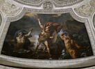 Plafond : L'Eau. Achille près d'être englouti par le Xanthe et le Simoïs,irrités du carnage qu'il a fait des Troyens., image 1/2