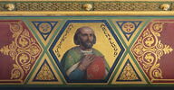 Plafond : Charlemagne, entouré de ses principaux officiers, reçoit Alcuin qui lui présente des manuscrits, ouvrage de ses moines, image 17/37
