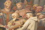 Plafond : Charlemagne, entouré de ses principaux officiers, reçoit Alcuin qui lui présente des manuscrits, ouvrage de ses moines, image 37/37