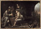 Soldats jouant aux cartes dans une caverne aménagée en corps de garde, image 2/3