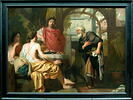 Abraham recevant les trois anges du Seigneur qui vont lui annoncer la prochaine naissance de son fils Isaac, image 2/2