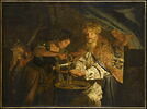 Pilate se lavant les mains; à l’arrière-plan, le Christ portant sa croix, image 1/2