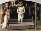 Retable de Boulbon. La Trinité avec le Christ de douleur, debout dans le tombeau, et saint Agricol lui présentant un donateur, image 3/4