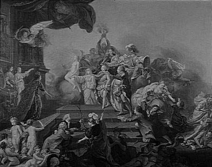 Allégorie relative au jeune prince Frédéric-Christian de Saxe, fils d'Auguste III, roi de Pologne et électeur de Saxe, dit aussi Allégorie du couronnement de Georges III d'Angleterre en 1760, image 2/2