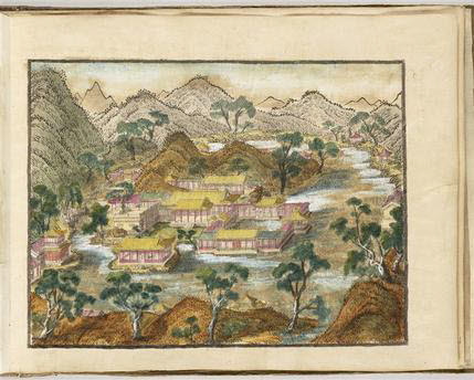 Album de peintures chinoises : 40 paysages avec palais et jardins de l'impératrice En-Yuan-Ming-Yuan