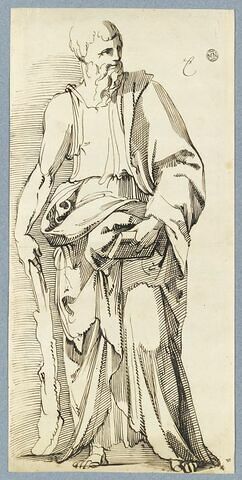 Homme drapé, debout, tenant une massue et un livre : saint Jacques le Mineur, image 1/2