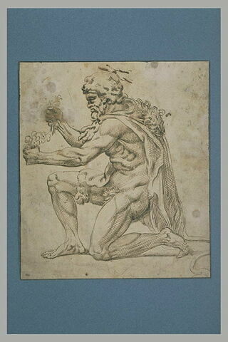 Hercule à genoux, de profil, étirant un objet entre ses mains, image 1/2