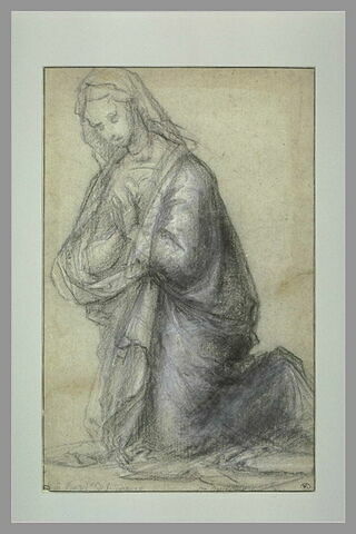 Femme drapée à genoux tournée vers gauche : Vierge Marie, image 1/1