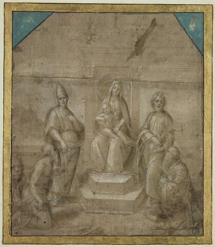 Sainte Conversation : Vierge à l'Enfant en trône entre quatre saints