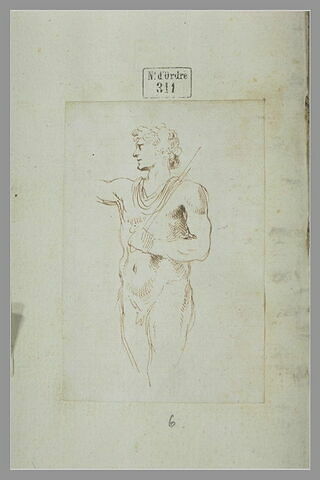 Homme nu, à mi-corps, de trois-quarts, tenant un baton : Apollon (?), image 1/1