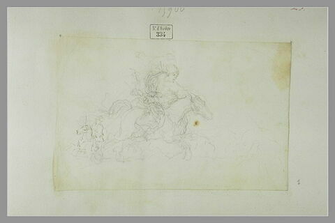 Deux cavaliers à turban sur un cheval au galop, image 1/1