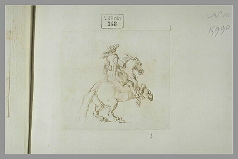 Cavalier sur un cheval cabré, se dirigeant vers la droite, image 1/1