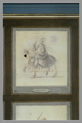 Charles V à cheval, de profil vers la gauche