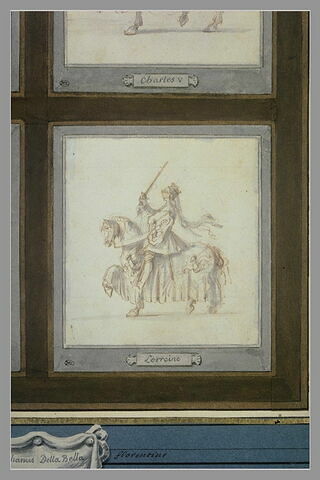 Le cavalier Lorraine à cheval, de profil vers la gauche, image 1/2