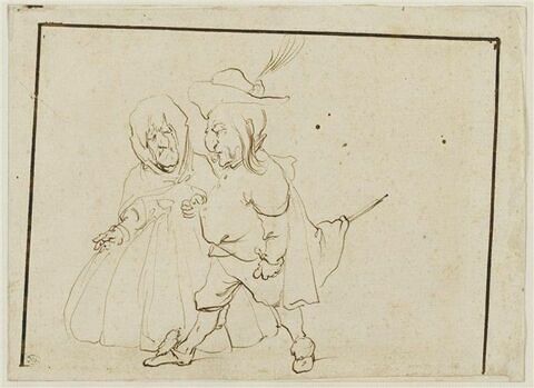 Couple caricatural : gentilhomme et vieille femme, image 1/2