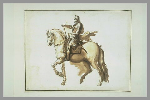Henri IV à cheval, de profil vers la gauche
