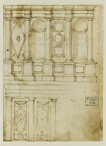 Deux éléments architecturaux décorés de niches et de motifs géométriques, image 1/2