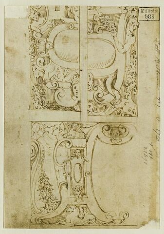 Trois motifs décoratifs d'encadrement de cartouche, image 1/2