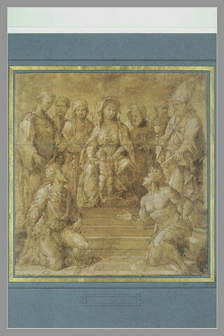 Vierge à l'Enfant trônant, entourée par huit saints
