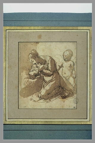 Sainte agenouillée, en prière assistée par un ange : sainte Dorothée (?), image 4/4