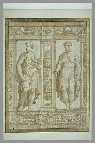 Partie de frise avec deux statues de Sthenius et Agésilas