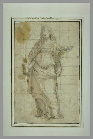Femme drapée, tenant la palme, un livre et la couronne du martyre, image 1/1