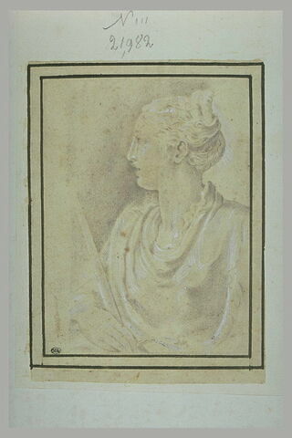 Demi-figure de femme tenant une épée, vue de profil vers la gauche : Judith ?, image 2/2