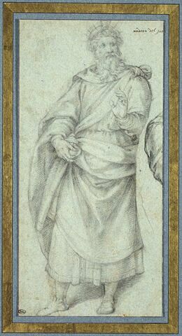 Figure drapée d'un roi portant de la main droite un vase d'encens