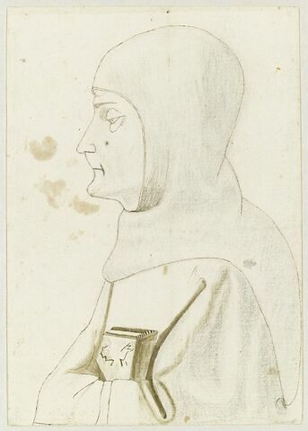 Saint Bernardin de Sienne à mi-corps, de profil vers la gauche, image 1/2