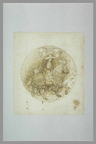 Revers d'une médaille avec Alphonse V d'Aragon à cheval, image 2/2