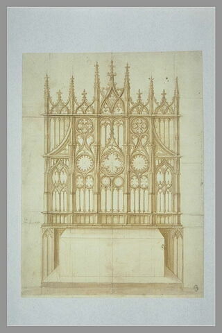 Etude d'une boiserie d'autel sculptée de style gothique, image 1/1