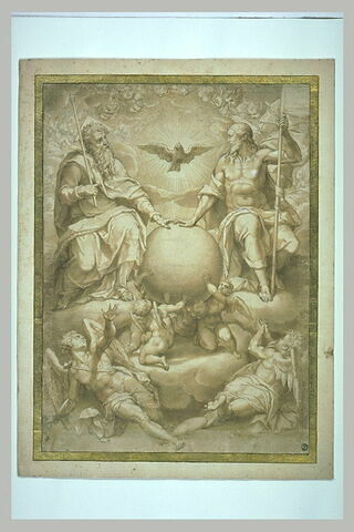 La Sainte Trinité dans les nuées parmi les anges, autour du globe, image 3/3