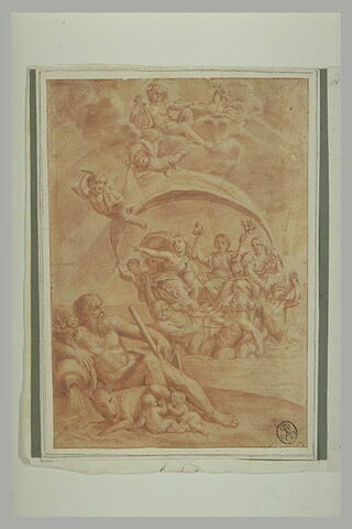 Remus et Romulus, un Fleuve, trois femmes entourées de génies et de tritons, image 2/2