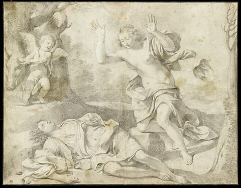 Une femme découvrant le cadavre d'un jeune homme : Venus et Adonis (?), image 1/2