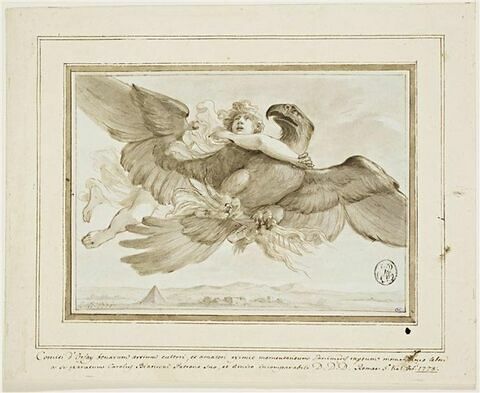 Enlèvement de Ganymède par un aigle qui tient la foudre dans ses serres