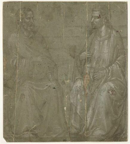 Deux hommes assis, tenant chacun une épée: saint Paul et saint Julien (?), image 1/2