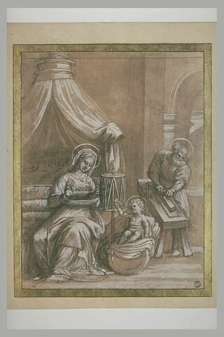 La Vierge filant, l'Enfant tenant une fleur et saint Joseph rabotant
