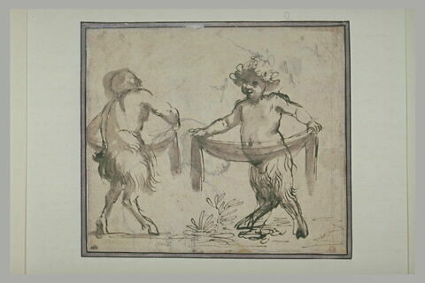 Deux jeunes satyres tenant des draperies, image 2/2