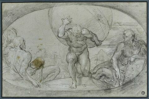 Hercule portant le globe terrestre entre deux astronomes, image 1/3