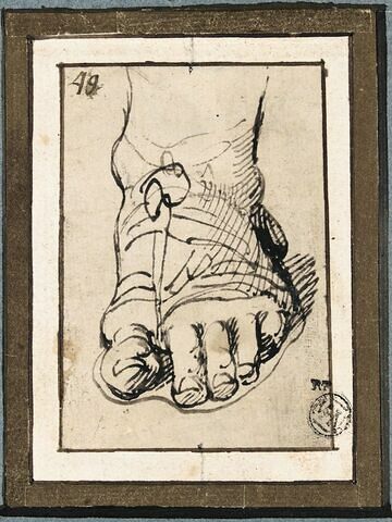 Etude d'un pied chaussé d'une sandale à l'antique, image 1/2