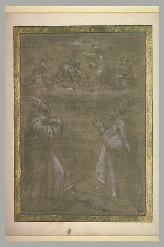 La Vierge couronnée par le Christ apparaissant à deux évêques, image 1/1