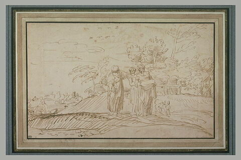 Sur un terrain boisé au bord de l'eau, trois femmes conversant, image 1/1