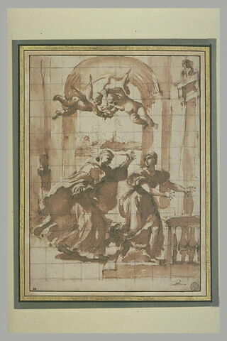 Saint Thomas d'Aquin poursuivant avec un tison enflammé une femme, image 2/2