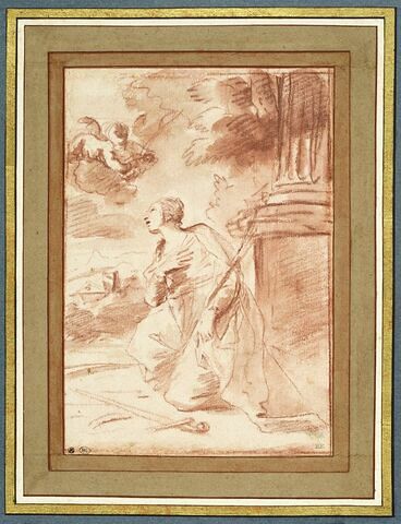Une sainte martyre à genoux, tournée vers la gauche : sainte Catherine (?), image 1/4
