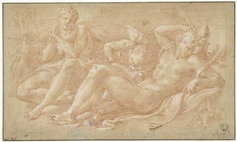 Apollon, Amour et Cyparissus (?), dit aussi L'Amour endormi entre Vénus et Adonis (?) ou Diane attendant le réveil d'Endymion, image 1/2