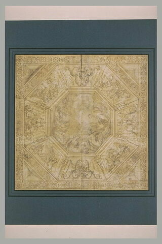 Projet pour un plafond octogonal avec au centre un compartiment octogonal contenant la représentation des neuf Muses, image 2/2