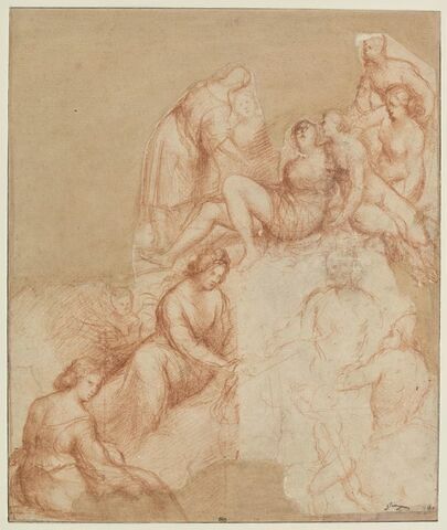 Groupe de huit figures féminines, deux putti, un personnage masculin et un centaure (?), image 1/2