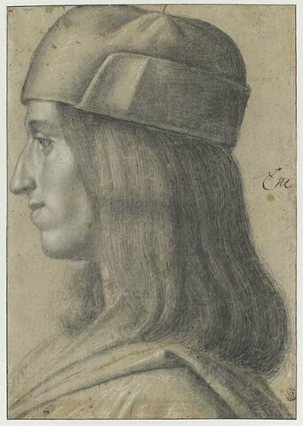 Portrait d'homme, coiffé d'un bonnet, de profil